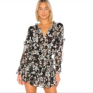 Misa Los Angeles Black Floral Mini Dress